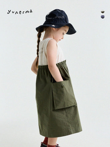 Cargo Pocket Cotton Dress ワークテイスト ノースリーブワンピース【mh0013195】 yunerma ノースリーブワンピース