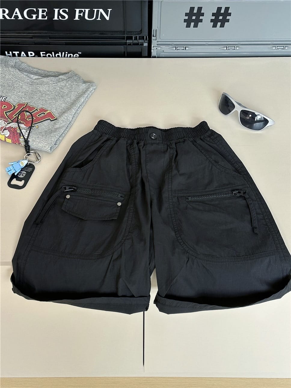 Cargo Pocket Shorts ジッパーポケット ハーフパンツ【mh0012964】 snidols ハーフパンツ・ショートパンツ