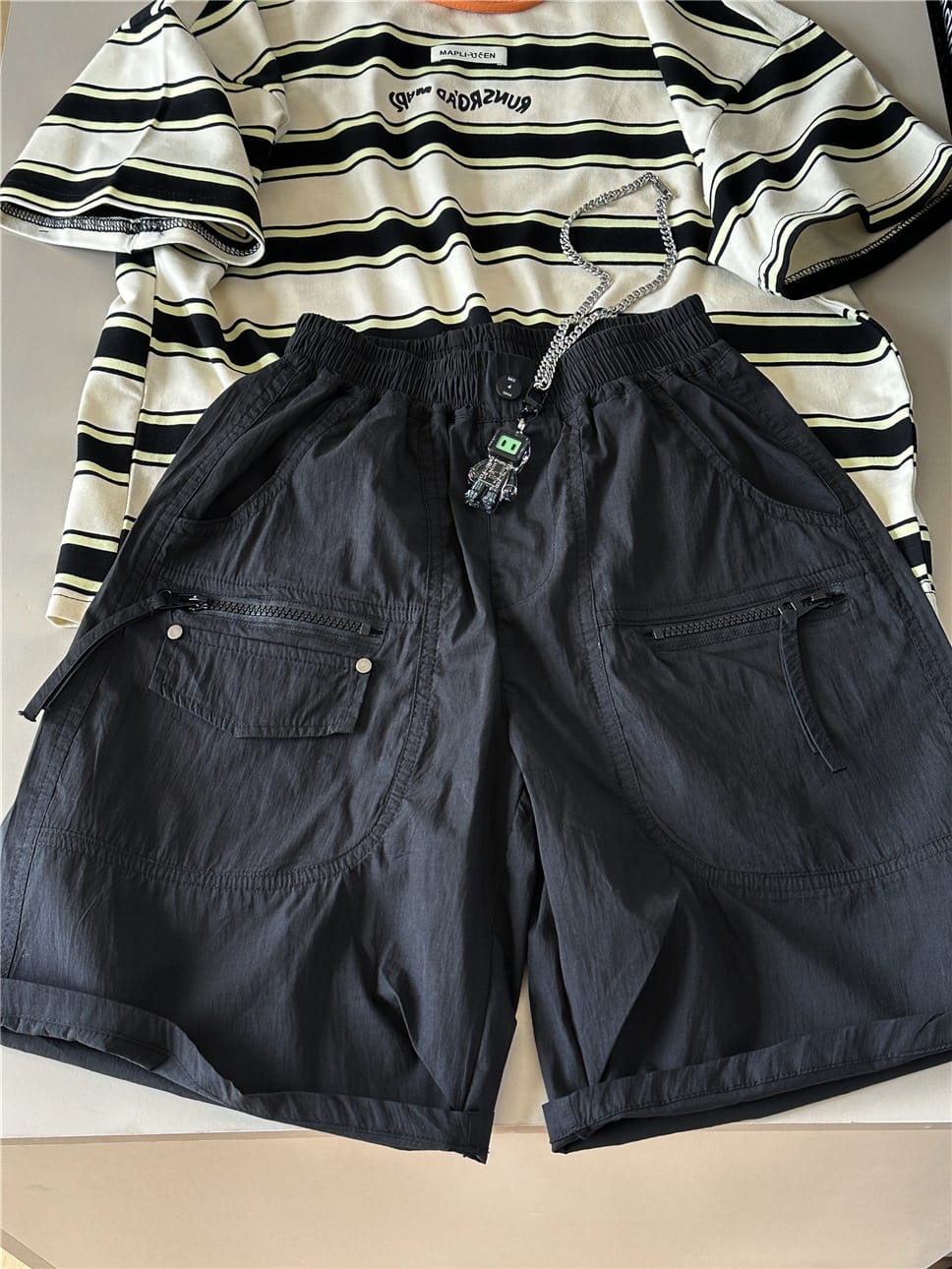 Cargo Pocket Shorts ジッパーポケット ハーフパンツ【mh0012964】 snidols ハーフパンツ・ショートパンツ