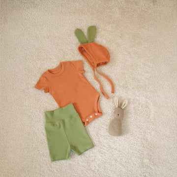 Carrot Costume Hat Set Romper にんじん 半袖ロンパース ショートパンツ セット コスチューム【mh0013350】 Orange / 66cm TOMMY'S GIFTS ロンパースセットアップ