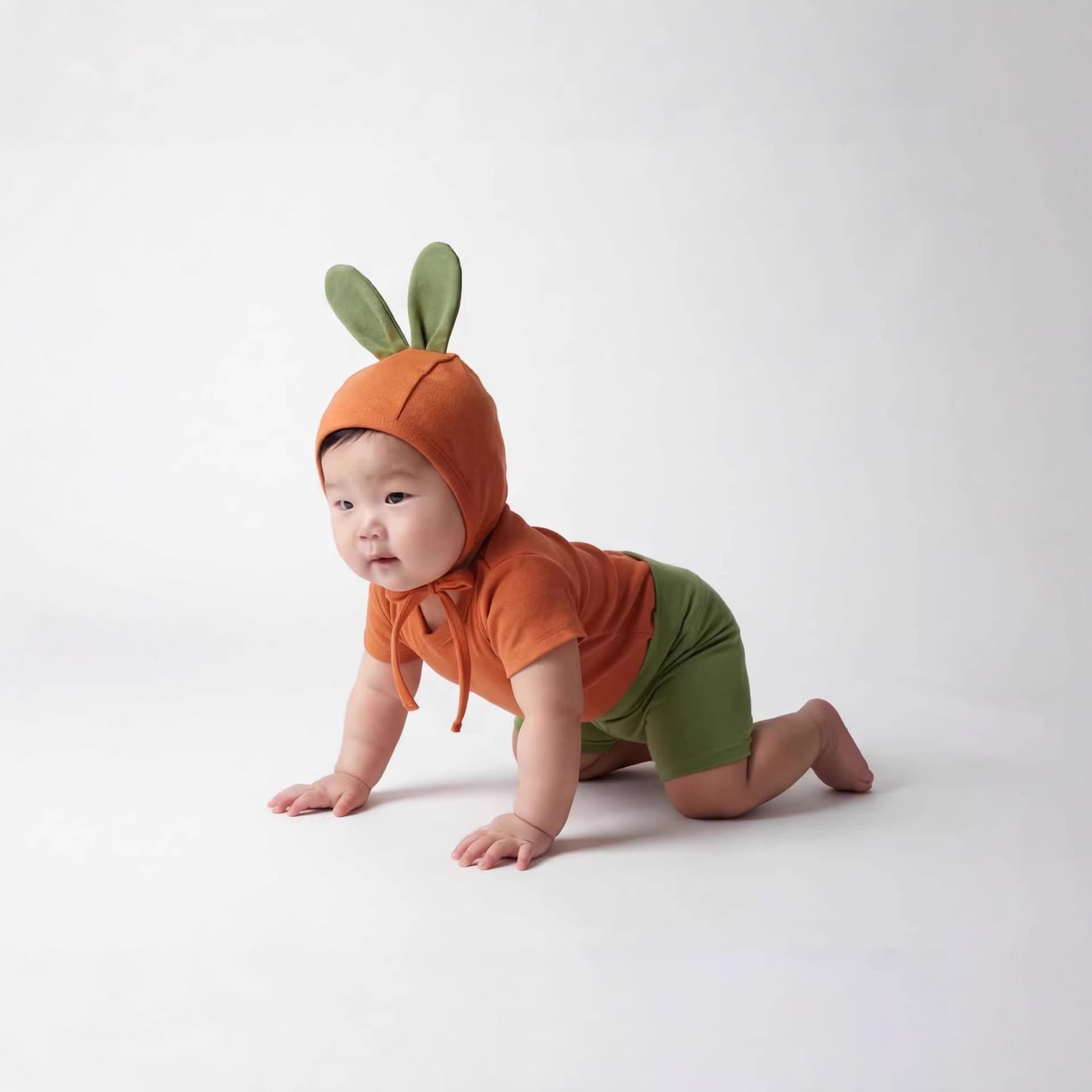 Carrot Costume Hat Set Romper にんじん 半袖ロンパース ショートパンツ セット コスチューム【mh0013350】 TOMMY'S GIFTS ロンパースセットアップ