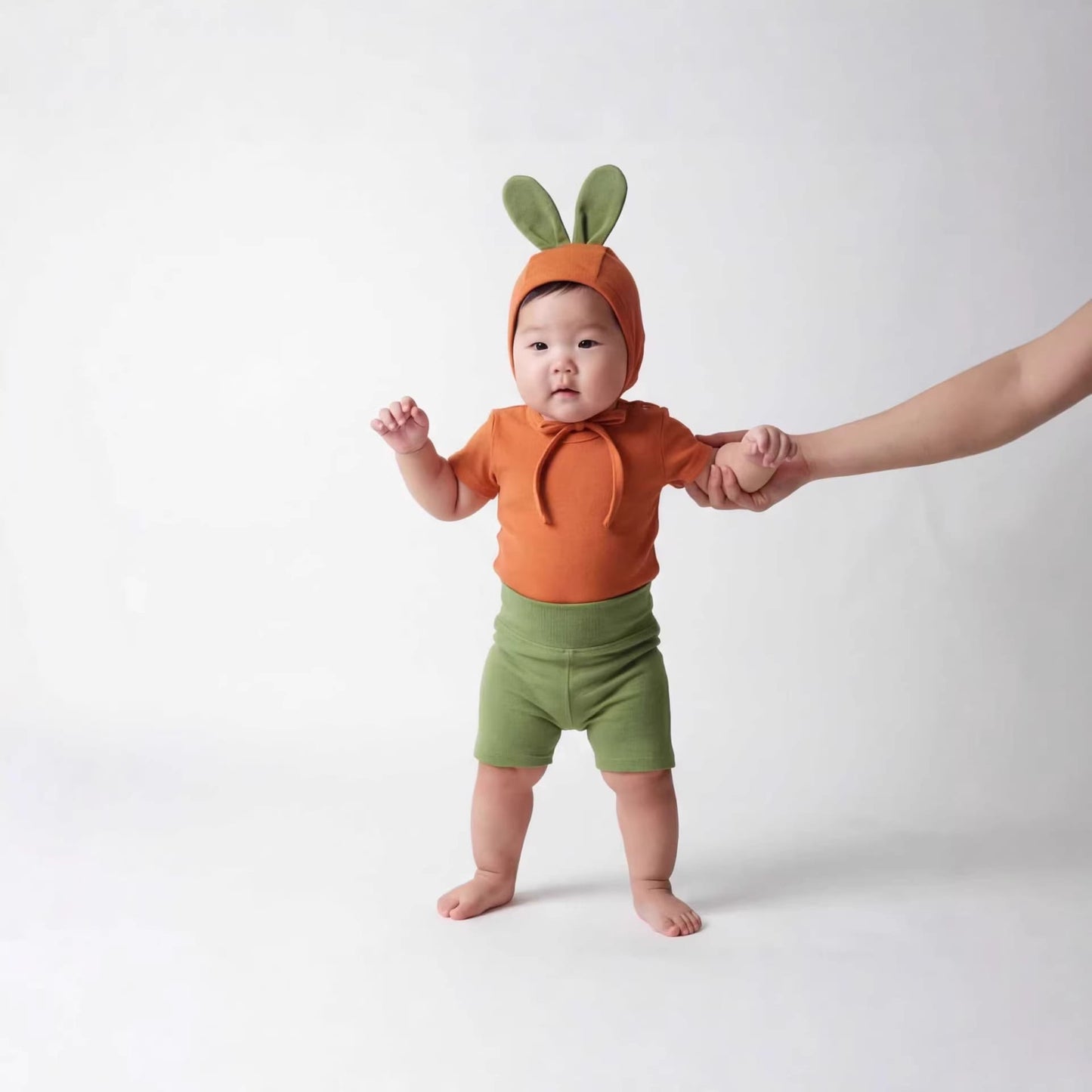 Carrot Costume Hat Set Romper にんじん 半袖ロンパース ショートパンツ セット コスチューム【mh0013350】 TOMMY'S GIFTS ロンパースセットアップ