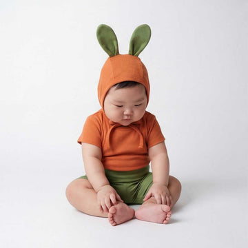 Carrot Costume Hat Set Romper にんじん 半袖ロンパース ショートパンツ セット コスチューム【mh0013350】 TOMMY'S GIFTS ロンパースセットアップ