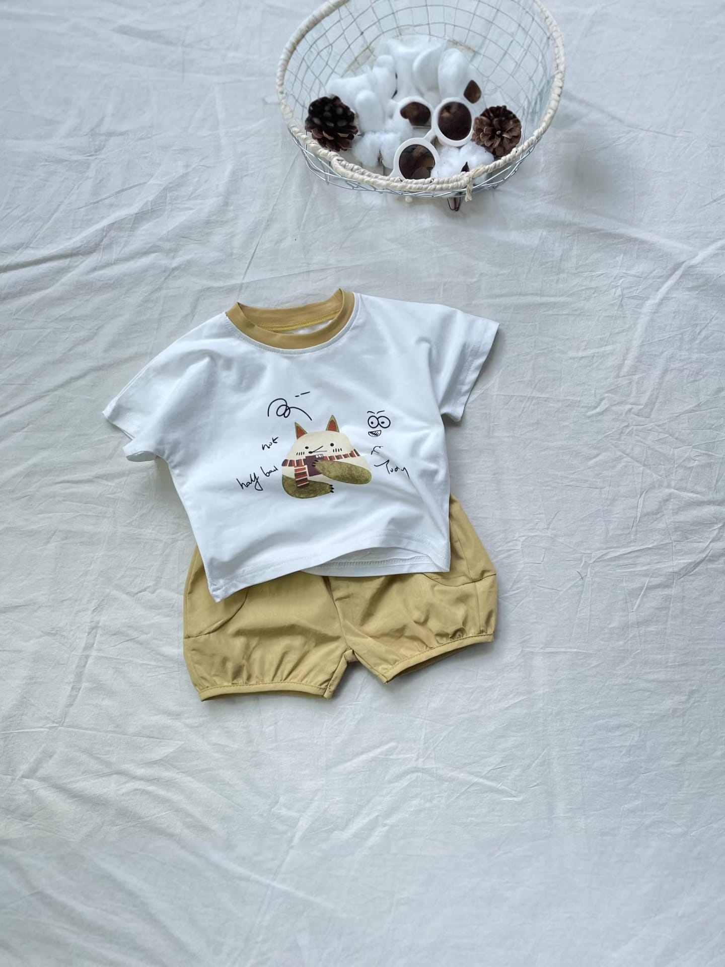 Cartoon Animal Print Set アニマル 半袖Tシャツ ショートパンツセット【mh0012907】 yi nian ni 半袖セットアップ