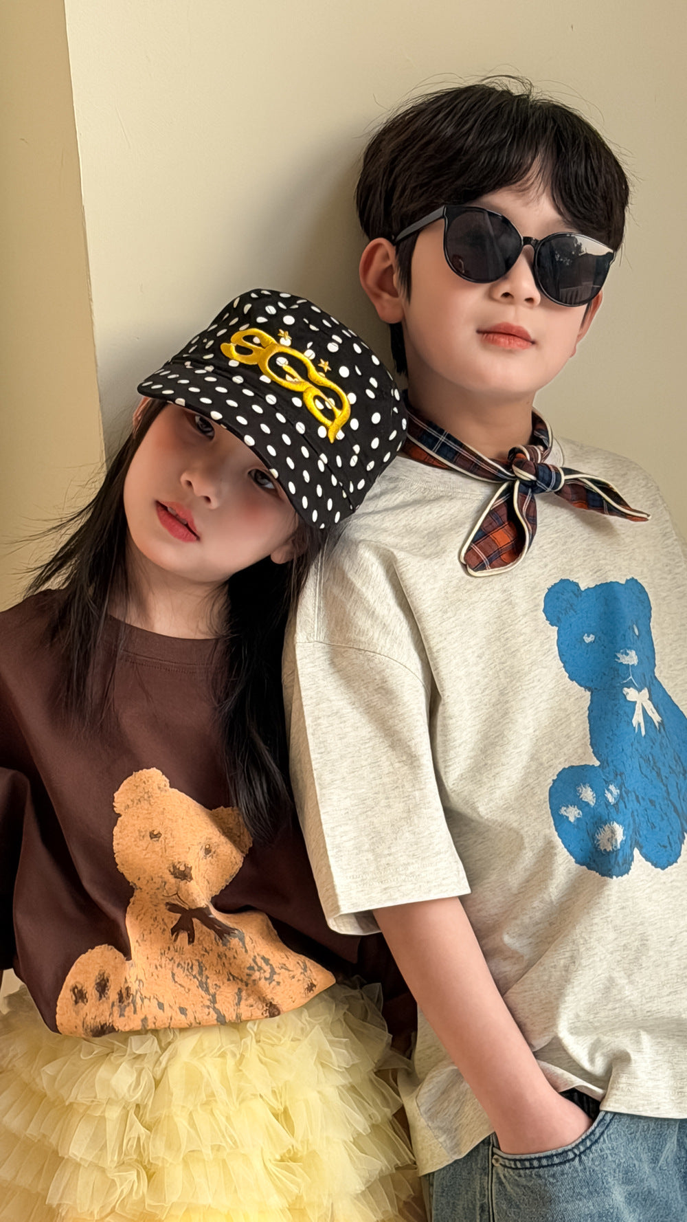 Cartoon Bear Loose Short Sleeve Tee ベアプリント 半袖Tシャツ【mh0012360】 KUMAI.KIDS