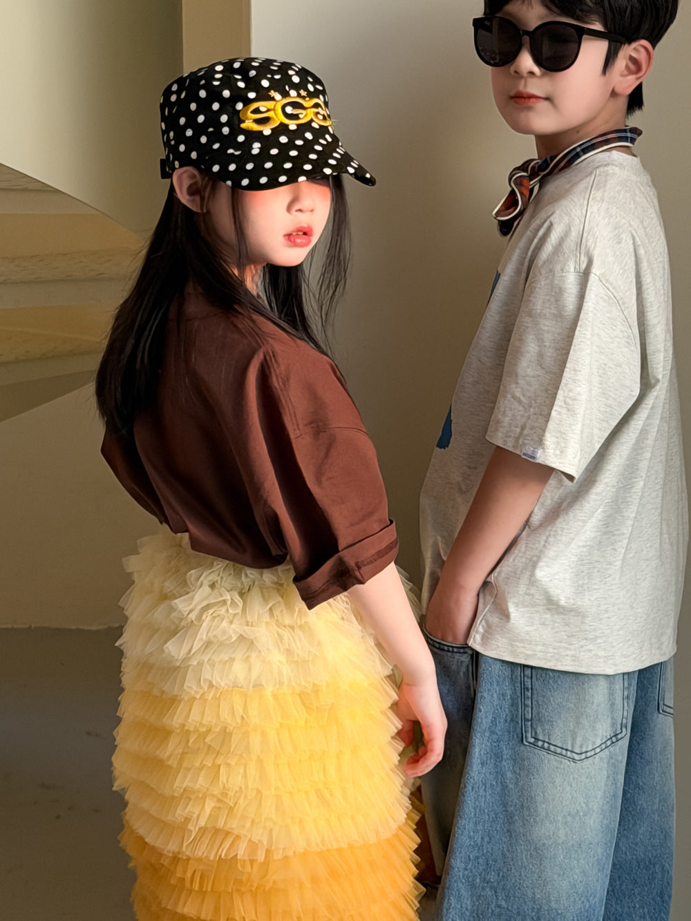 Cartoon Bear Loose Short Sleeve Tee ベアプリント 半袖Tシャツ【mh0012360】 KUMAI.KIDS