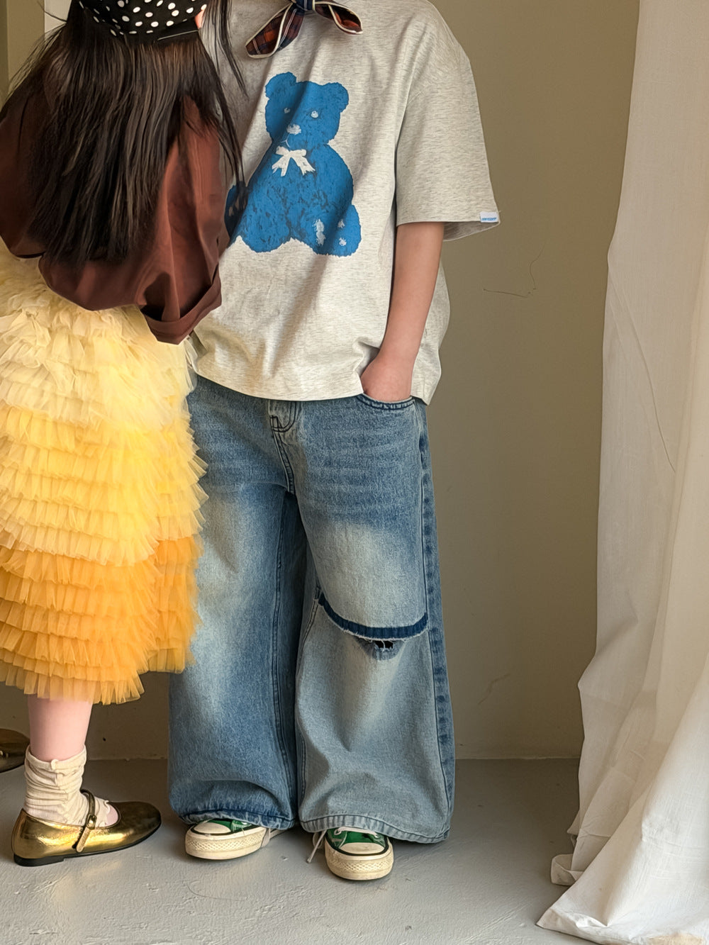 Cartoon Bear Loose Short Sleeve Tee ベアプリント 半袖Tシャツ【mh0012360】 KUMAI.KIDS