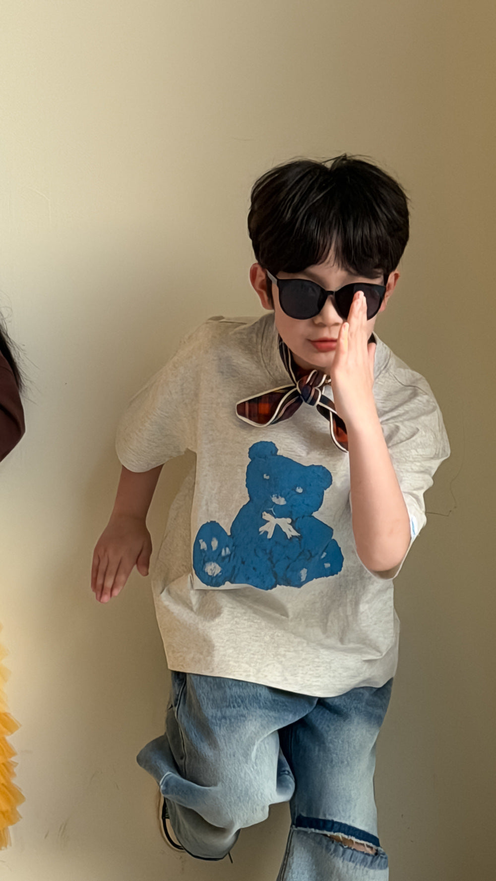Cartoon Bear Loose Short Sleeve Tee ベアプリント 半袖Tシャツ【mh0012360】 KUMAI.KIDS
