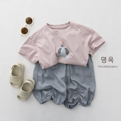 Cartoon Bird Print Short Sleeve T-Shirt プリント 半袖Tシャツ【mh0013155】 명옥 muziyouyou 半袖Tシャツ