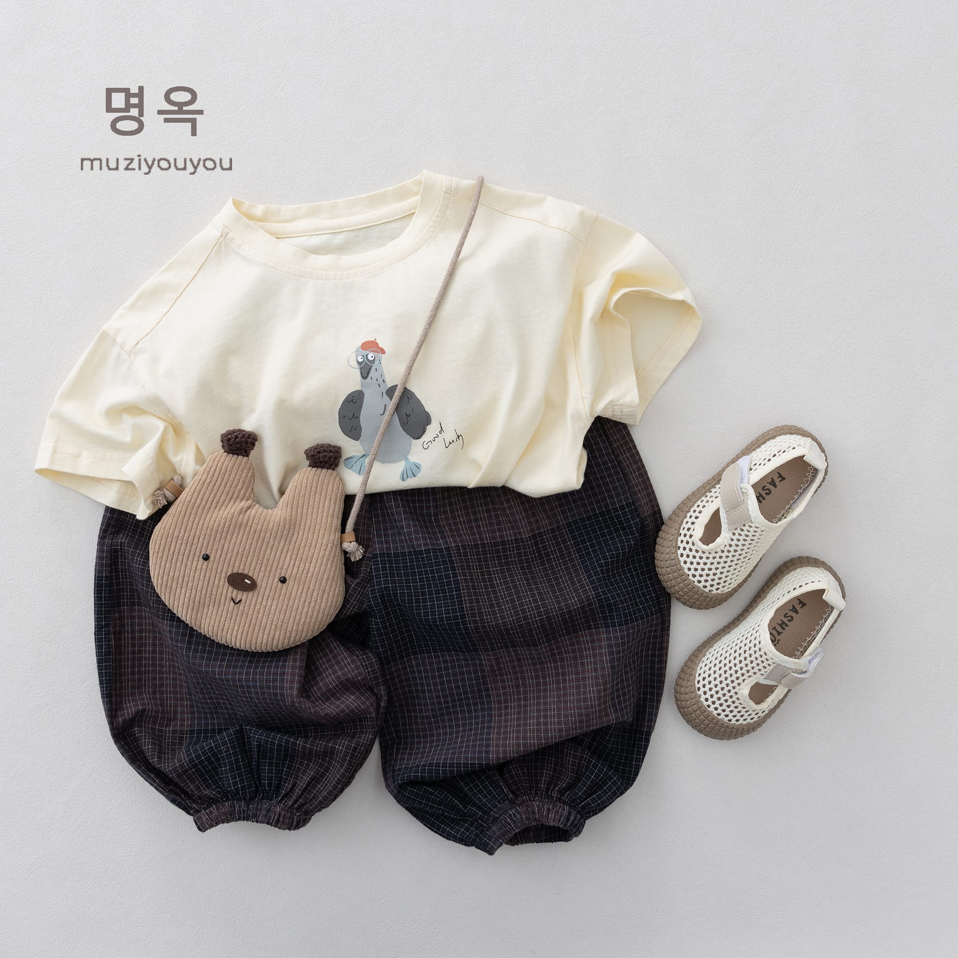 Cartoon Bird Print Short Sleeve T-Shirt プリント 半袖Tシャツ【mh0013155】 명옥 muziyouyou 半袖Tシャツ