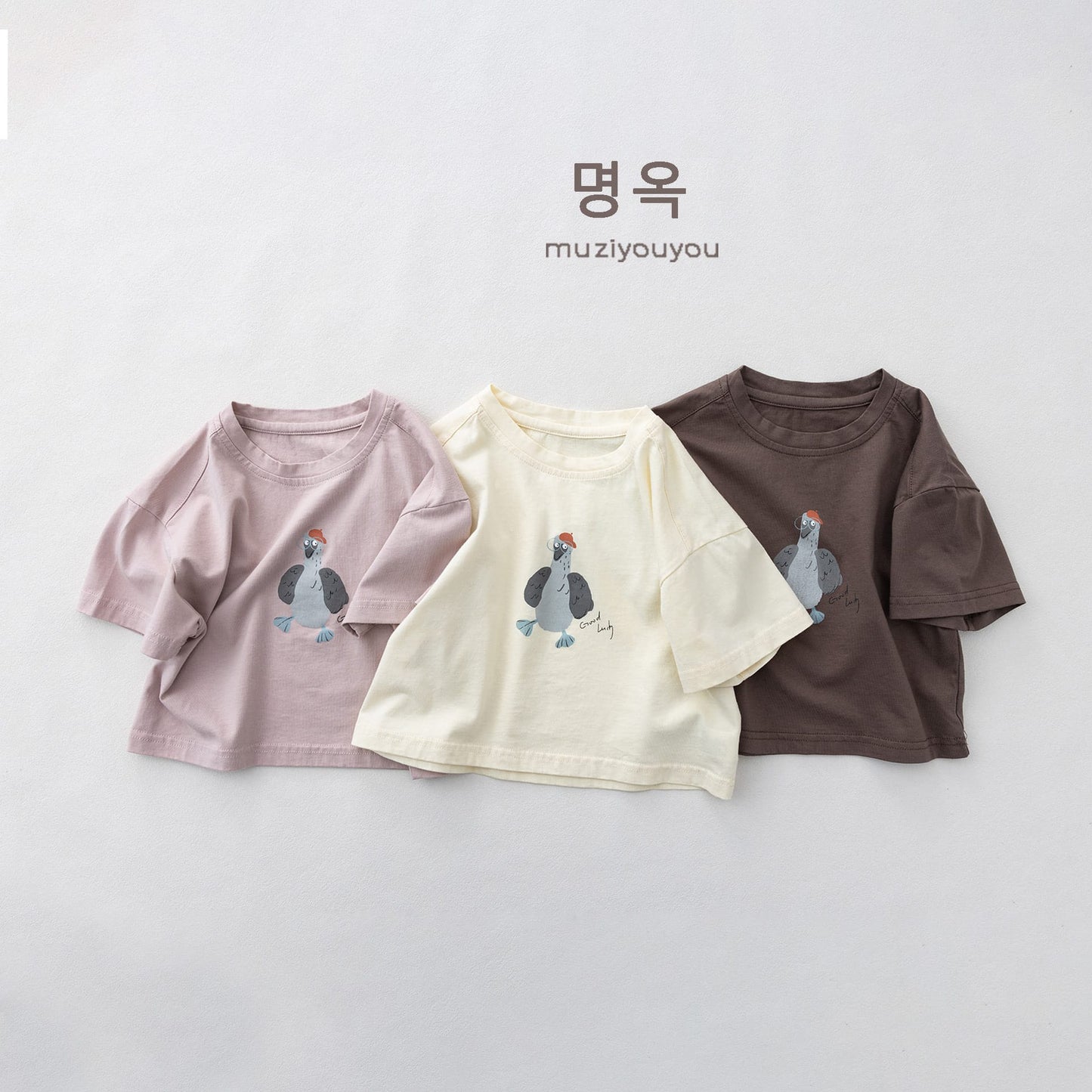 Cartoon Bird Print Short Sleeve T-Shirt プリント 半袖Tシャツ【mh0013155】 명옥 muziyouyou 半袖Tシャツ
