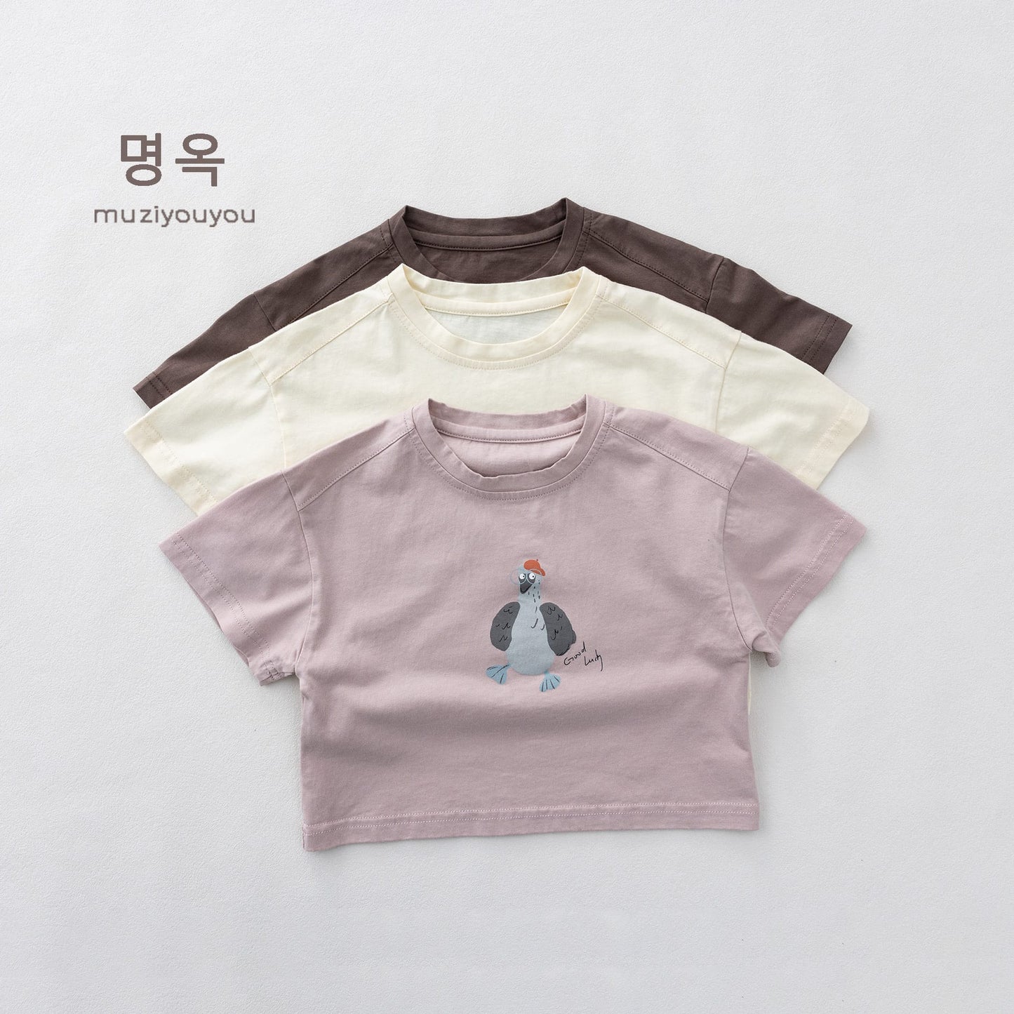 Cartoon Bird Print Short Sleeve T-Shirt プリント 半袖Tシャツ【mh0013155】 명옥 muziyouyou 半袖Tシャツ