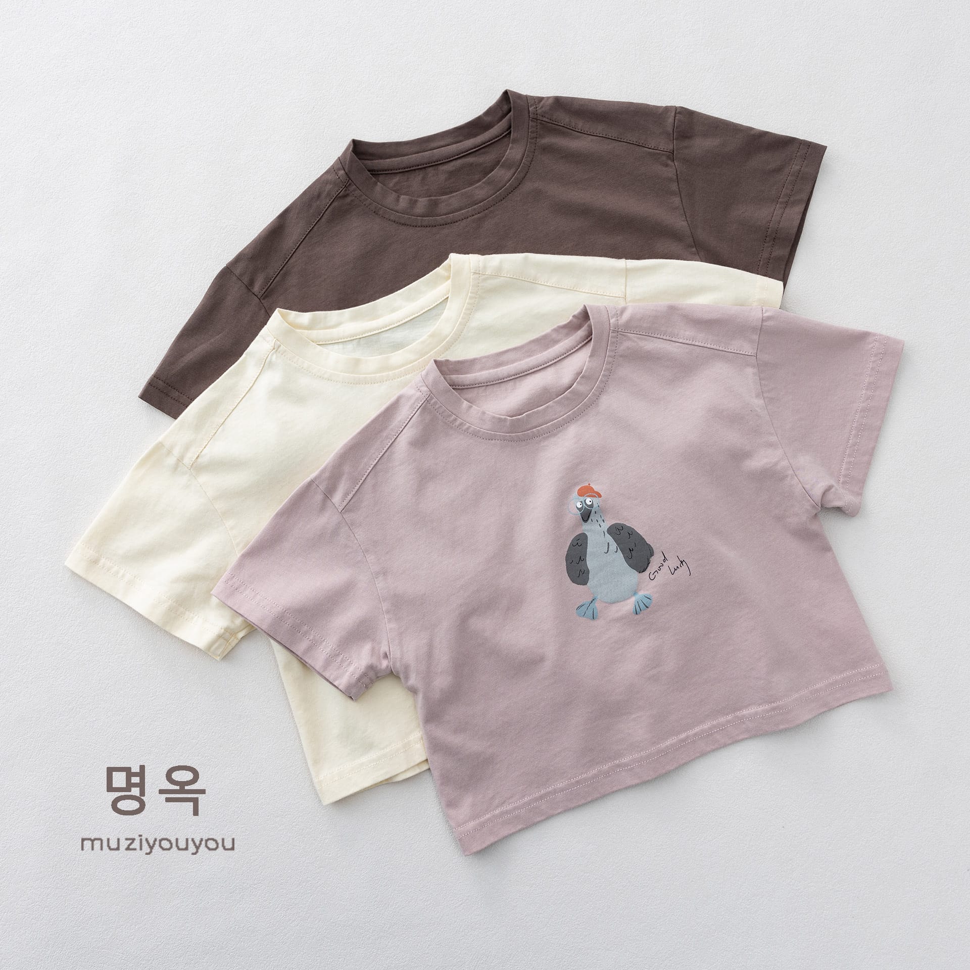 Cartoon Bird Print Short Sleeve T-Shirt プリント 半袖Tシャツ【mh0013155】 명옥 muziyouyou 半袖Tシャツ