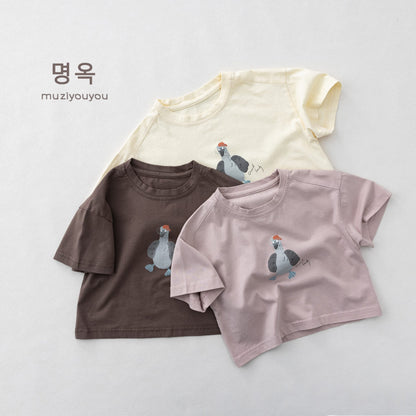 Cartoon Bird Print Short Sleeve T-Shirt プリント 半袖Tシャツ【mh0013155】 명옥 muziyouyou 半袖Tシャツ