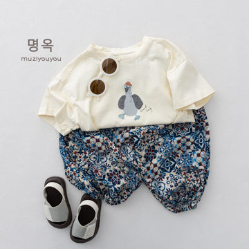 Cartoon Bird Print Short Sleeve T-Shirt プリント 半袖Tシャツ【mh0013155】 명옥 muziyouyou 半袖Tシャツ
