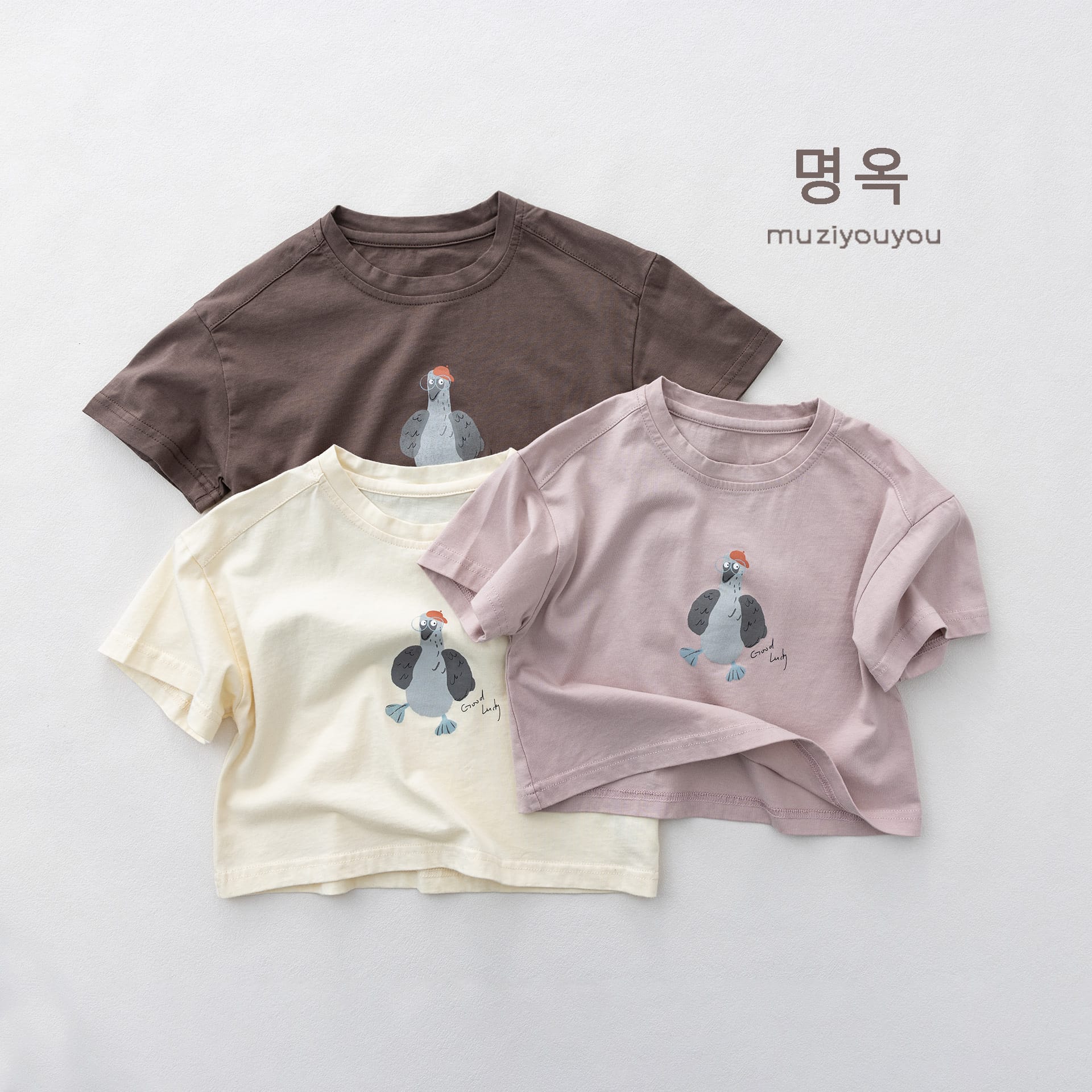 Cartoon Bird Print Short Sleeve T-Shirt プリント 半袖Tシャツ【mh0013155】 명옥 muziyouyou 半袖Tシャツ