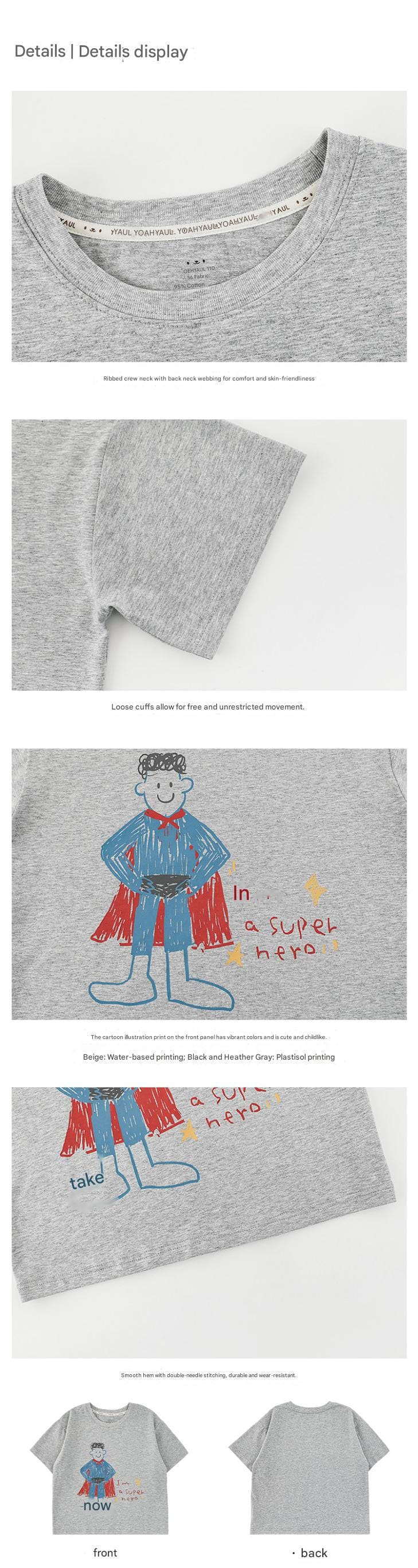 Cartoon Graphic Tee 手書き風イラスト プリント Tシャツ【mh0012736】 YoehYaul 半袖Tシャツ