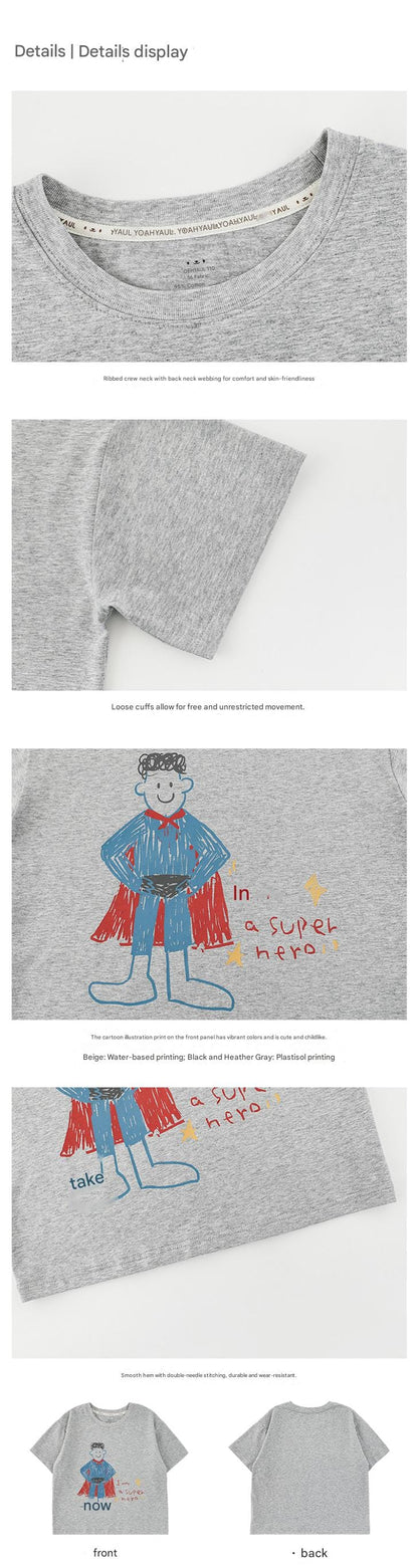 Cartoon Graphic Tee 手書き風イラスト プリント Tシャツ【mh0012736】 YoehYaul 半袖Tシャツ
