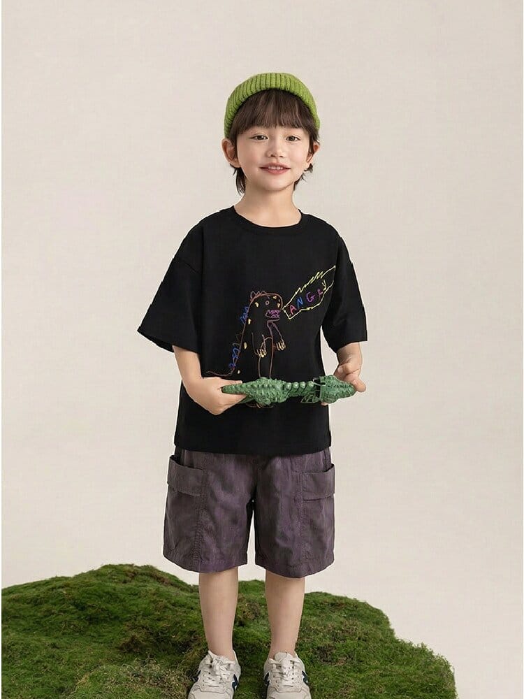 Cartoon Graphic Tee 手書き風イラスト プリント Tシャツ【mh0012736】 YoehYaul 半袖Tシャツ