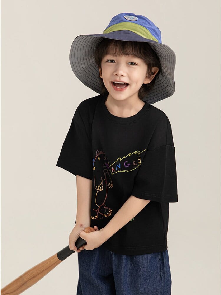 Cartoon Graphic Tee 手書き風イラスト プリント Tシャツ【mh0012736】 YoehYaul 半袖Tシャツ