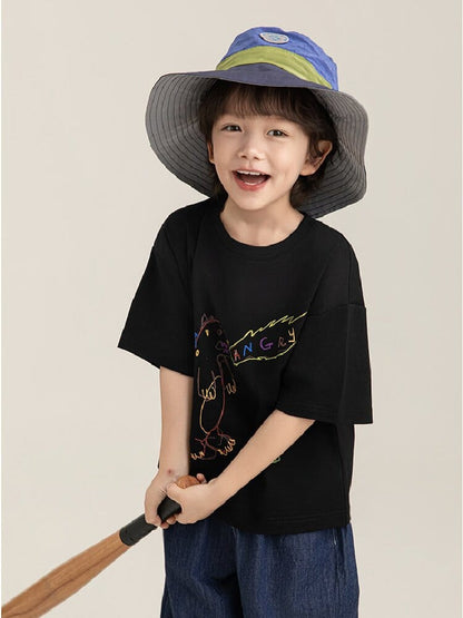 Cartoon Graphic Tee 手書き風イラスト プリント Tシャツ【mh0012736】 YoehYaul 半袖Tシャツ
