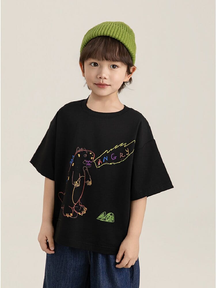 Cartoon Graphic Tee 手書き風イラスト プリント Tシャツ【mh0012736】 YoehYaul 半袖Tシャツ