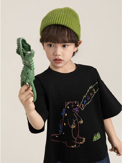 Cartoon Graphic Tee 手書き風イラスト プリント Tシャツ【mh0012736】 YoehYaul 半袖Tシャツ