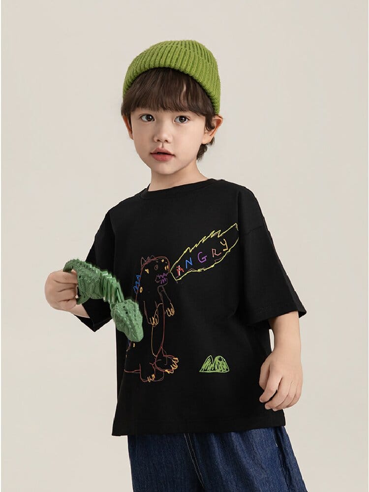 Cartoon Graphic Tee 手書き風イラスト プリント Tシャツ【mh0012736】 YoehYaul 半袖Tシャツ