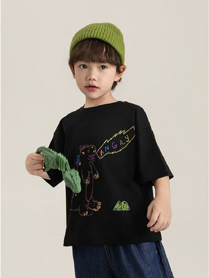 Cartoon Graphic Tee 手書き風イラスト プリント Tシャツ【mh0012736】 YoehYaul 半袖Tシャツ