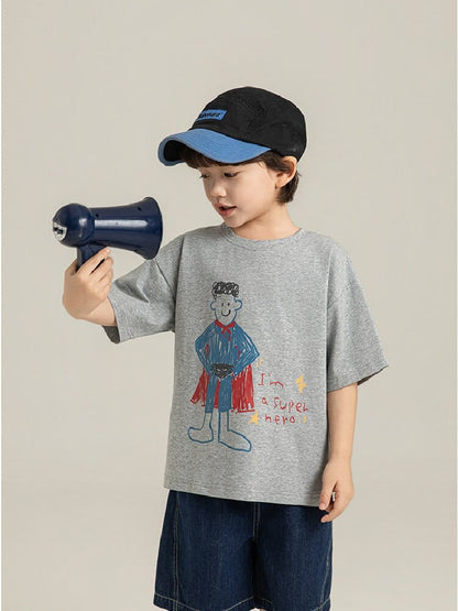 Cartoon Graphic Tee 手書き風イラスト プリント Tシャツ【mh0012736】 YoehYaul 半袖Tシャツ