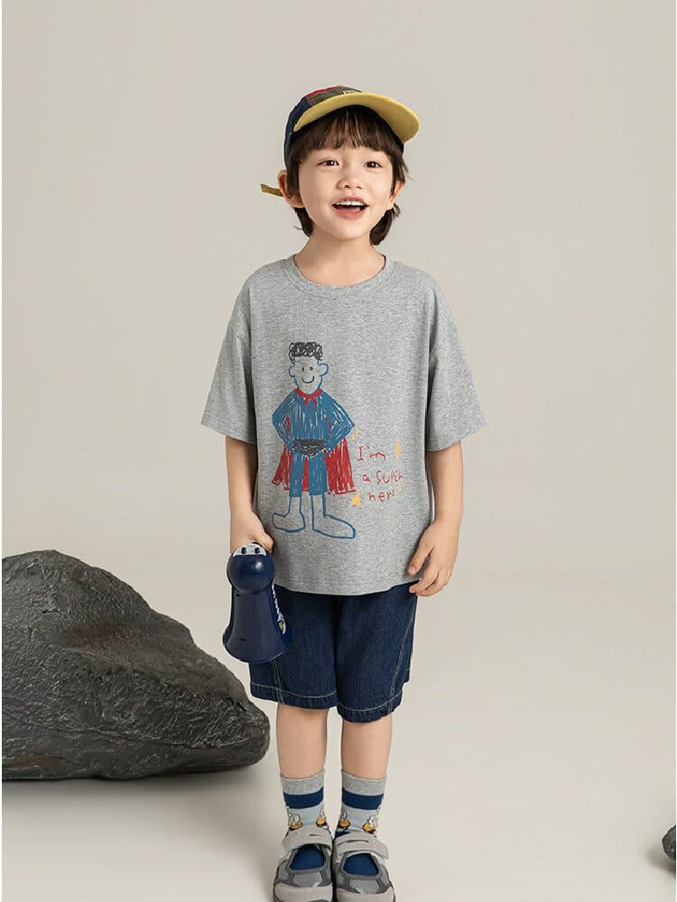 Cartoon Graphic Tee 手書き風イラスト プリント Tシャツ【mh0012736】 YoehYaul 半袖Tシャツ