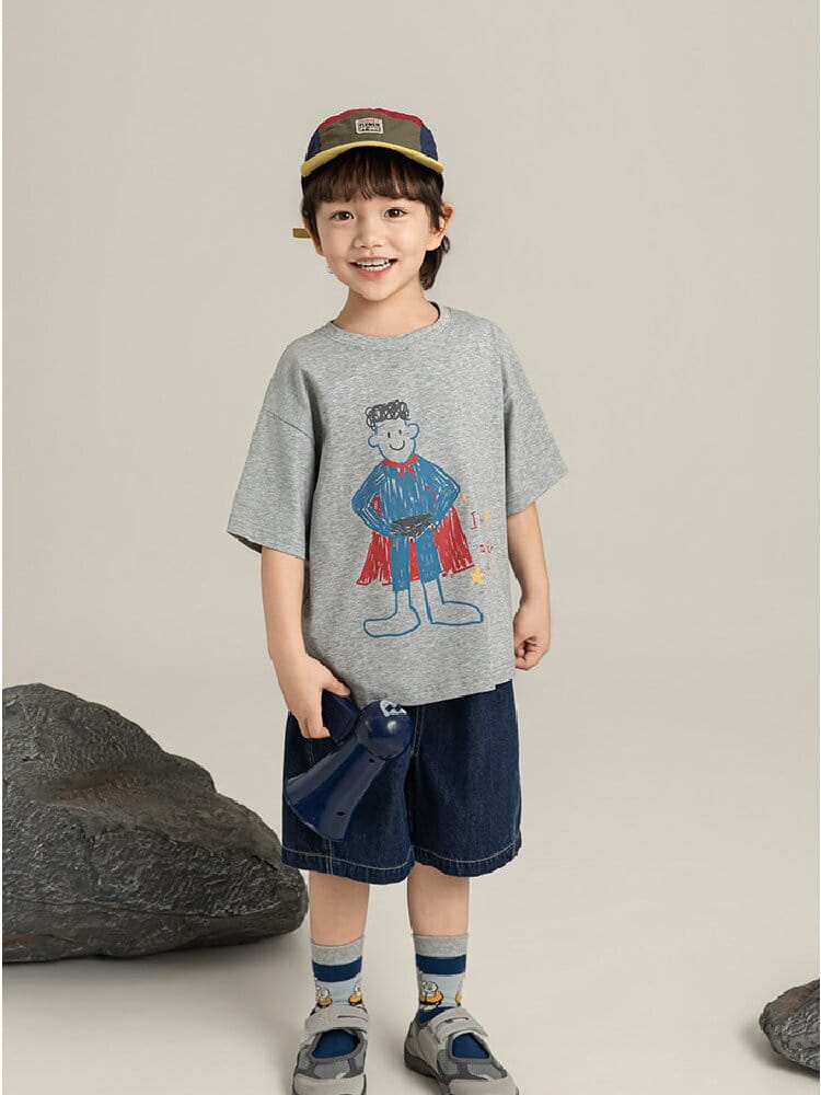 Cartoon Graphic Tee 手書き風イラスト プリント Tシャツ【mh0012736】 YoehYaul 半袖Tシャツ