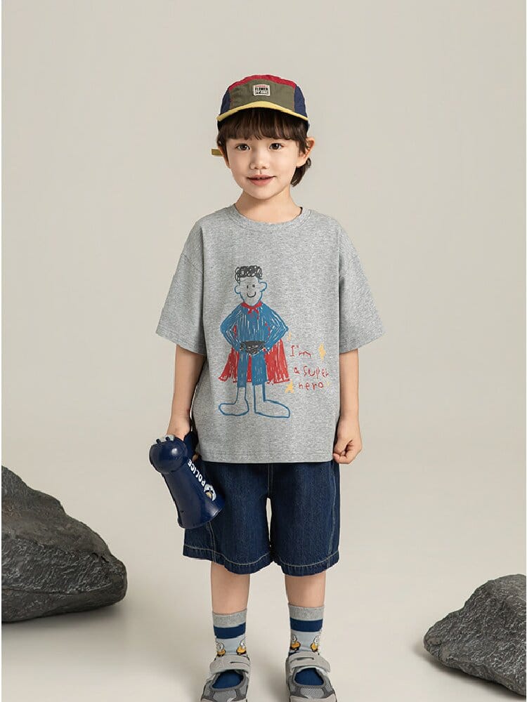 Cartoon Graphic Tee 手書き風イラスト プリント Tシャツ【mh0012736】 YoehYaul 半袖Tシャツ