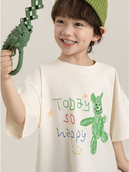 Cartoon Graphic Tee 手書き風イラスト プリント Tシャツ【mh0012736】 YoehYaul 半袖Tシャツ