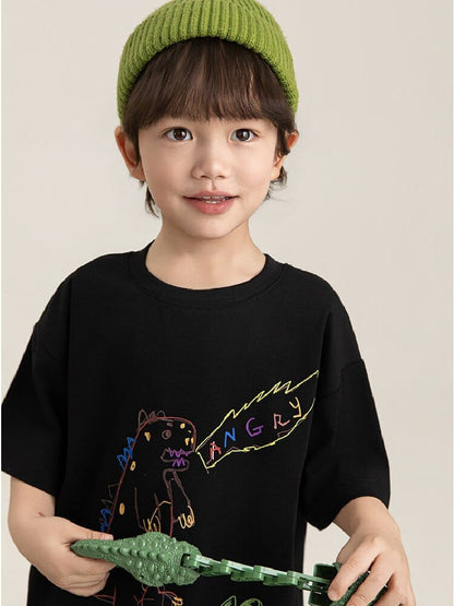 Cartoon Graphic Tee 手書き風イラスト プリント Tシャツ【mh0012736】 YoehYaul 半袖Tシャツ