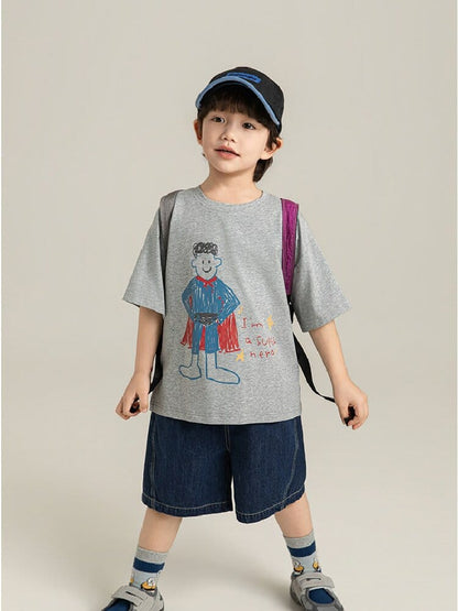 Cartoon Graphic Tee 手書き風イラスト プリント Tシャツ【mh0012736】 YoehYaul 半袖Tシャツ