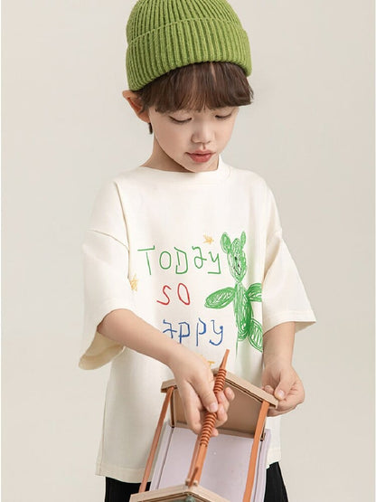 Cartoon Graphic Tee 手書き風イラスト プリント Tシャツ【mh0012736】 YoehYaul 半袖Tシャツ