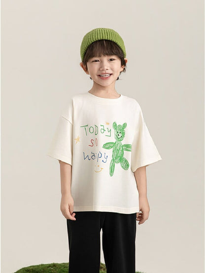 Cartoon Graphic Tee 手書き風イラスト プリント Tシャツ【mh0012736】 YoehYaul 半袖Tシャツ