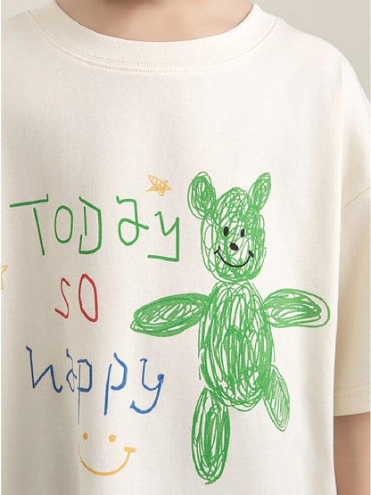 Cartoon Graphic Tee 手書き風イラスト プリント Tシャツ【mh0012736】 YoehYaul 半袖Tシャツ
