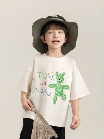 Cartoon Graphic Tee 手書き風イラスト プリント Tシャツ【mh0012736】 YoehYaul 半袖Tシャツ