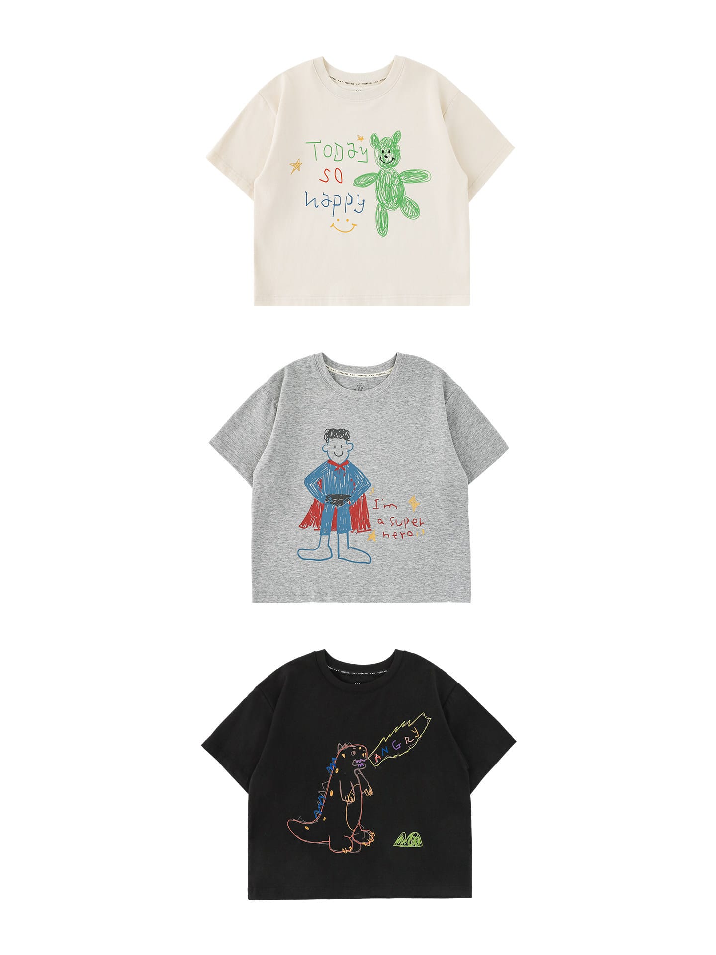 Cartoon Graphic Tee 手書き風イラスト プリント Tシャツ【mh0012736】 YoehYaul 半袖Tシャツ