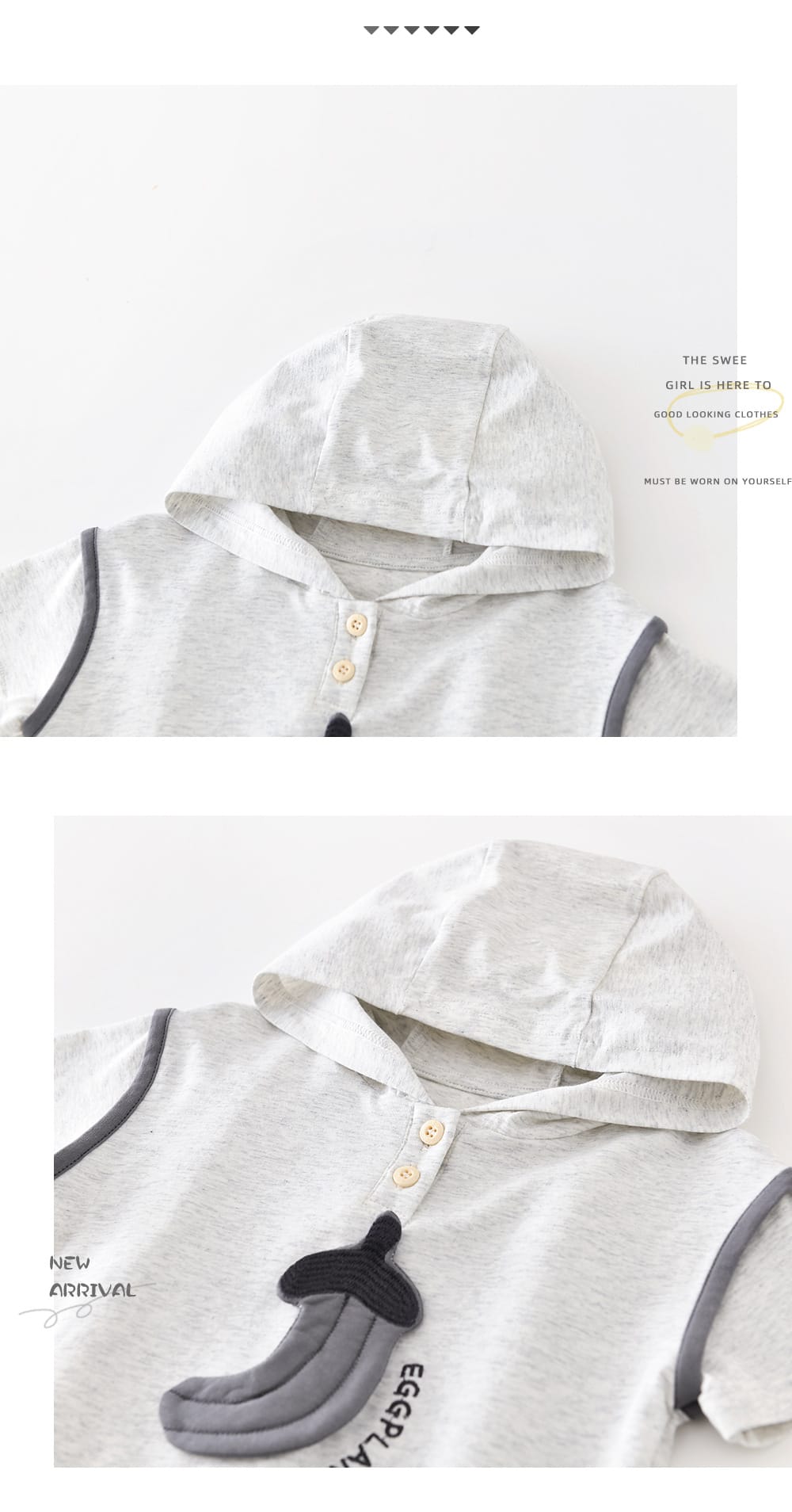 Cartoon Hooded Set ナスプリント 半袖セットアップ【mh0012852】 ABNN 半袖セットアップ