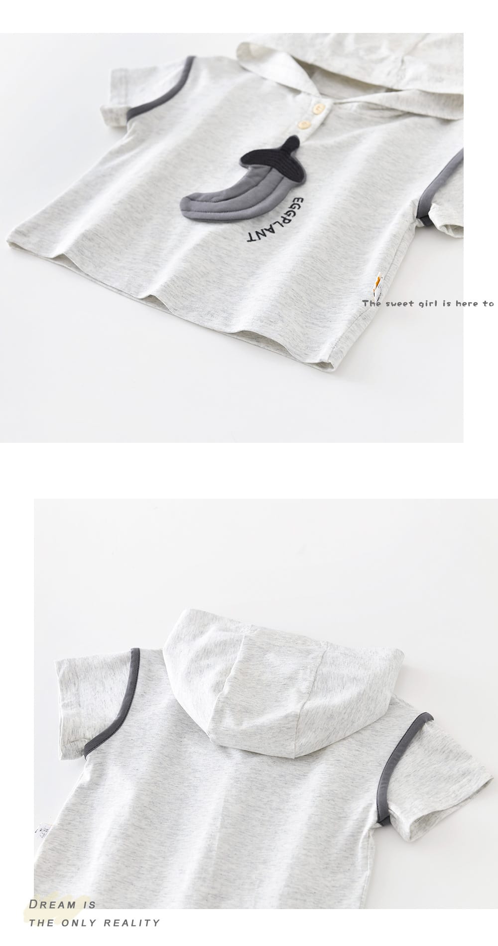 Cartoon Hooded Set ナスプリント 半袖セットアップ【mh0012852】 ABNN 半袖セットアップ