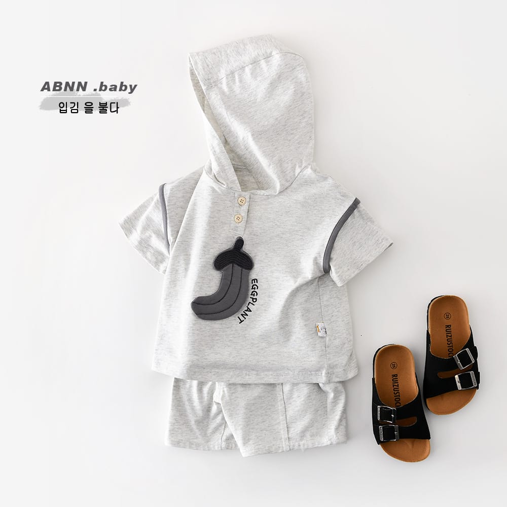 Cartoon Hooded Set ナスプリント 半袖セットアップ【mh0012852】 ABNN 半袖セットアップ