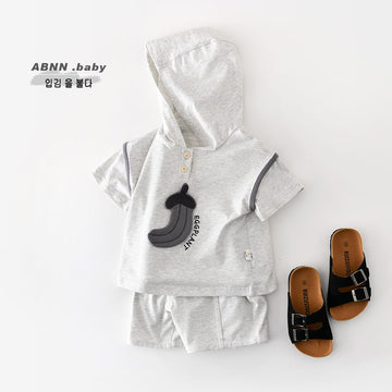 Cartoon Hooded Set ナスプリント 半袖セットアップ【mh0012852】 ABNN 半袖セットアップ
