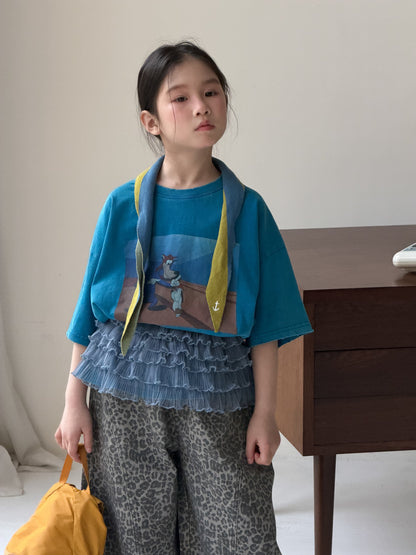 Cartoon Print Loose Short Sleeve Tee プリント 半袖Tシャツ【mh0012356】 KUMAI.KIDS