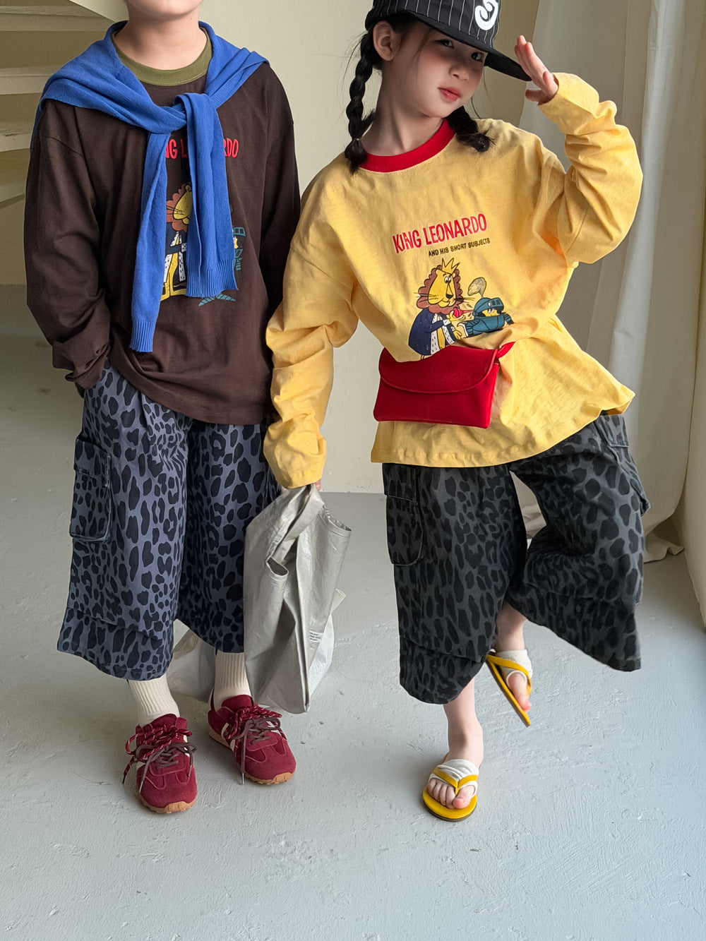Cartoon Print Loose Short Sleeve Tee プリント 長袖Tシャツ【mh0012368】 KUMAI.KIDS