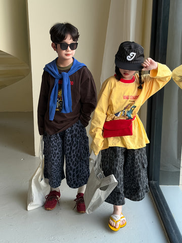 Cartoon Print Loose Short Sleeve Tee プリント 長袖Tシャツ【mh0012368】 KUMAI.KIDS