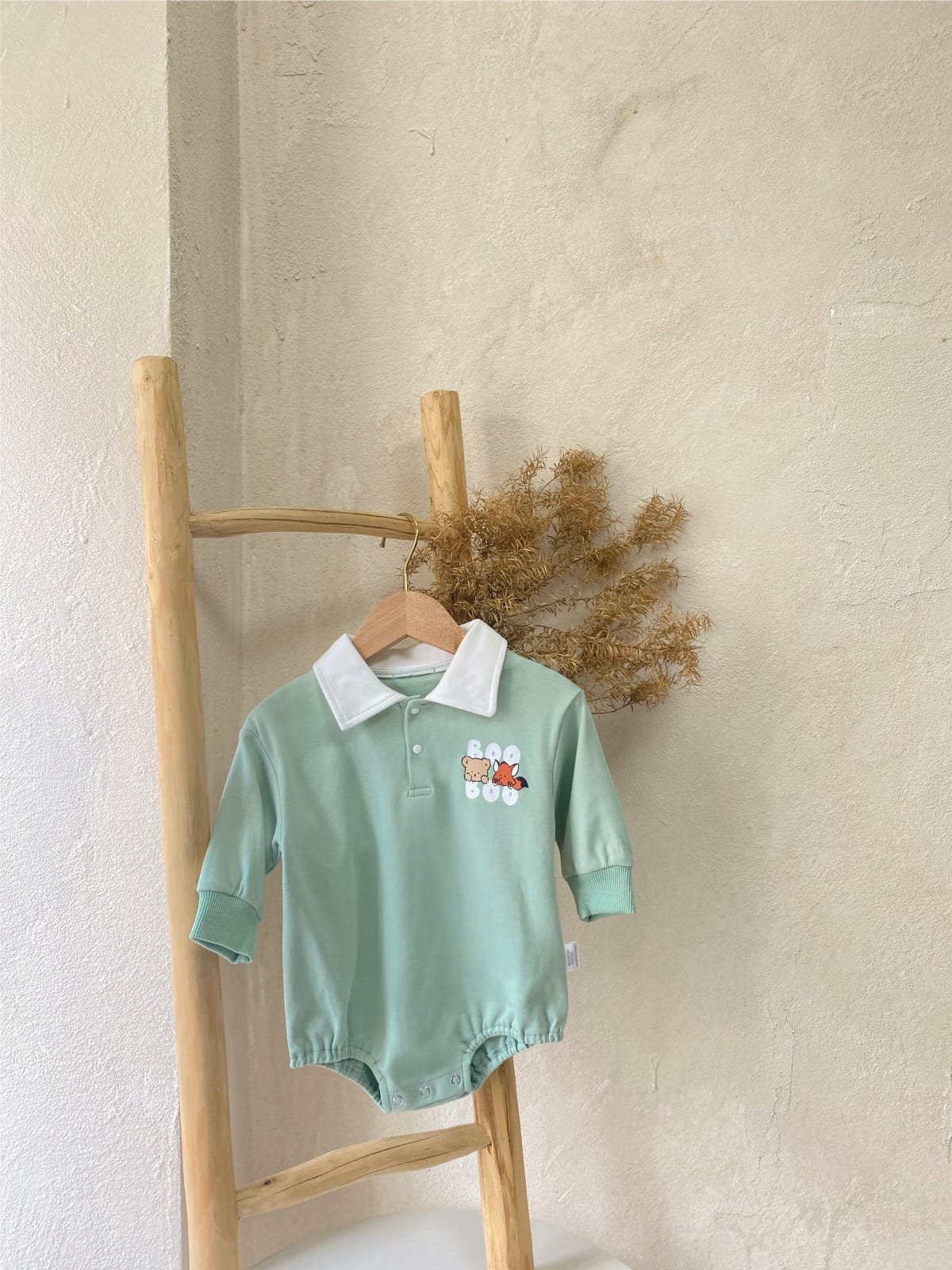 Cartoon Print POLO Romper 襟付き アニマルプリント ロンパース【mh0012684】 BBAMMA 長袖ロンパース