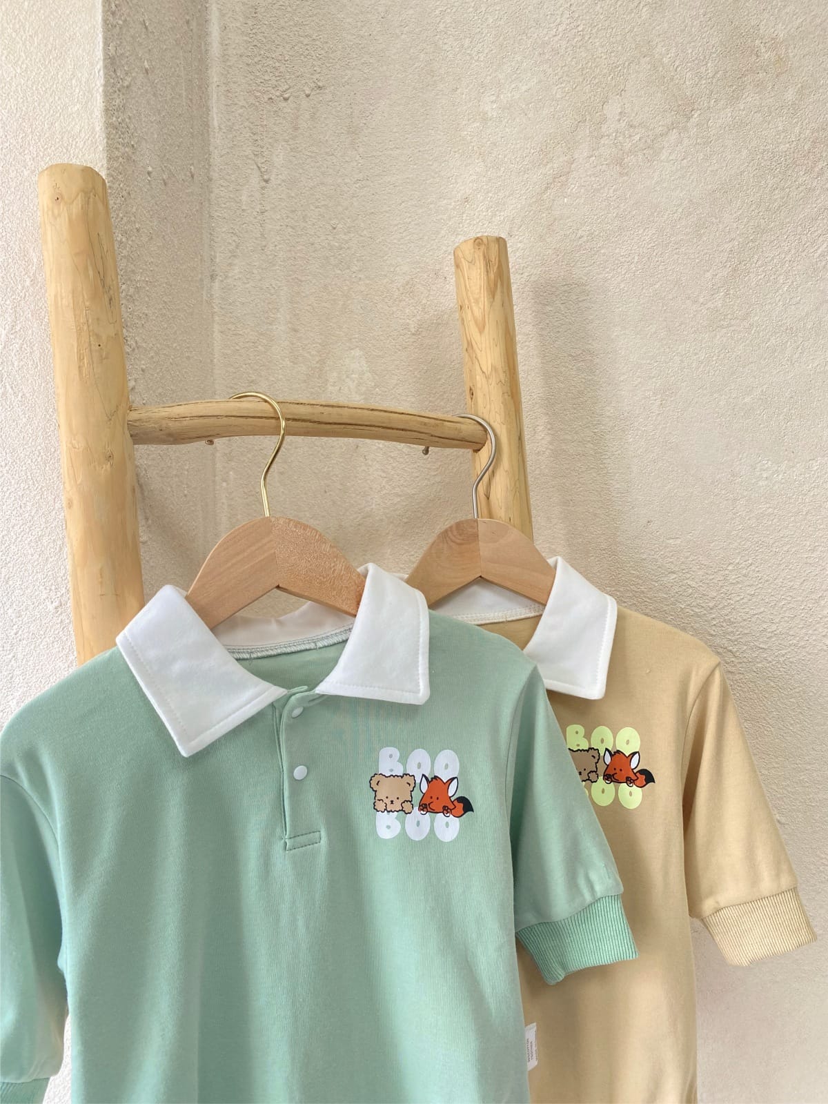 Cartoon Print POLO Romper 襟付き アニマルプリント ロンパース【mh0012684】 BBAMMA 長袖ロンパース